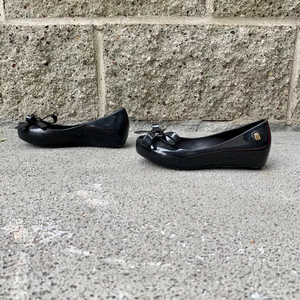 MEL By MELISSA Girls Ultra Girl Bow Shoes 12 Black Slip On Jelly Wedge Shoe Girl - Picture 3 of 9